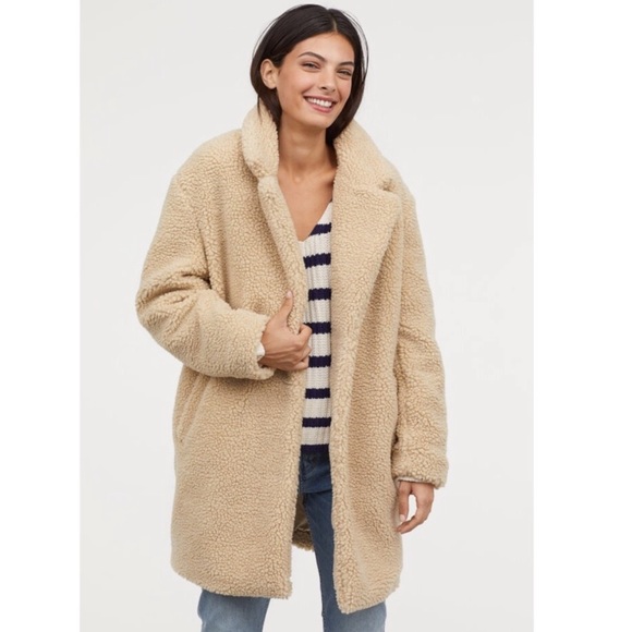 H&M Jackets & Blazers - H&M Short Pile Cream Teddy Coat